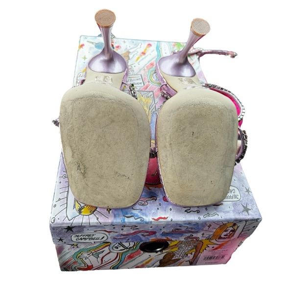 Jeffery Campbell Free People Gatsby Colorful Rhinestone Lilac Heels Size 8 - Picture 5 of 5